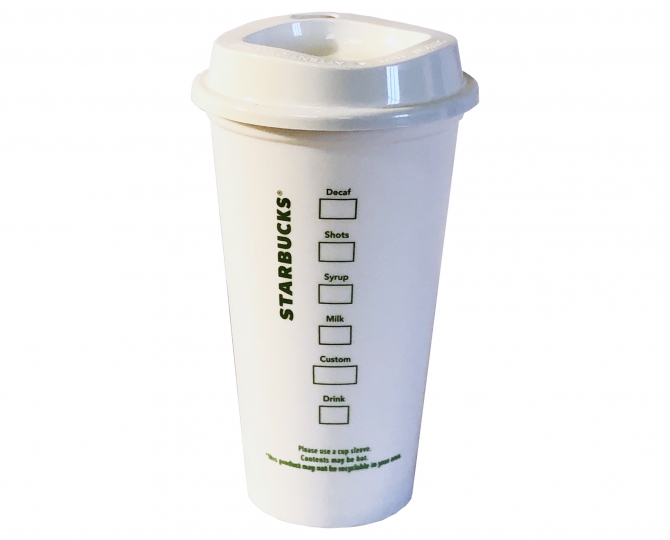 Starbucks LOGO Reusable Plastic White Coffee Cup Travel Tumbler With Lid 16  Oz