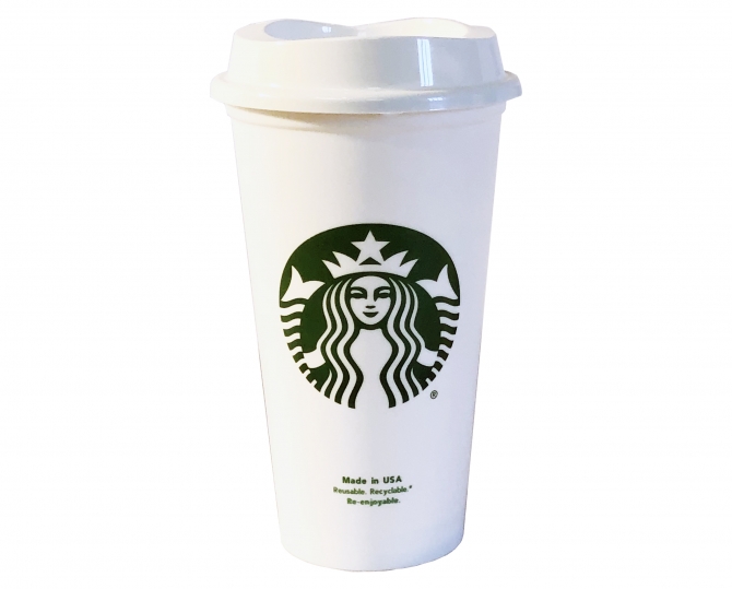 Starbucks LOGO Reusable Plastic White Coffee Cup Travel Tumbler With Lid 16  Oz