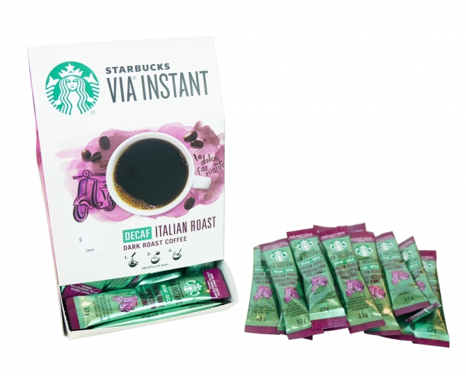 Starbucks Via Decaf Italian Roast Instant Coffee 50 Pack